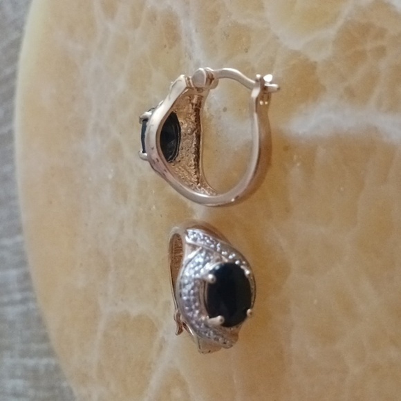 Marcasite Onyx Gold Plated 925 Necklace Bracelet Earrings Set - Picture 13 of 16